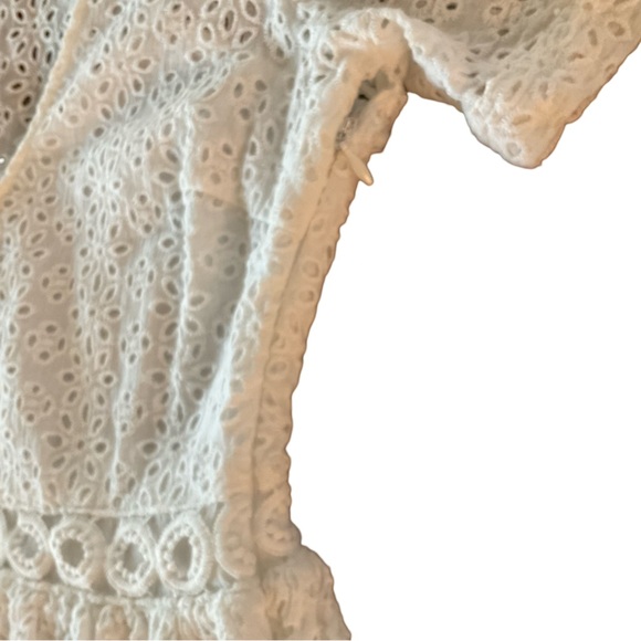 Aqua Eyelet Little White Dress - Picture 5 of 9